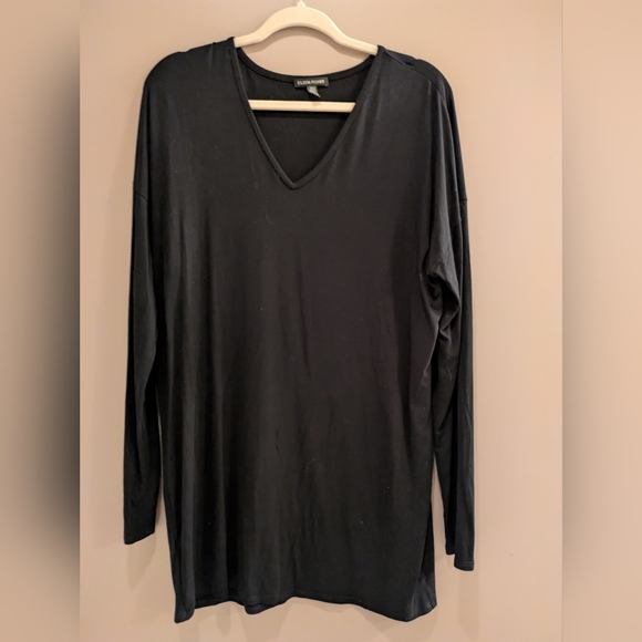 Eileen Fisher Black Long Sleeve V-Neck Dress M - Picture 1 of 5